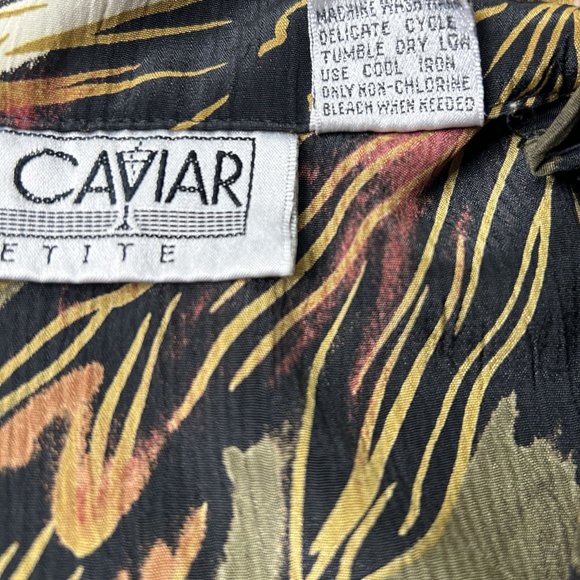 Le Caviar Petite Blouse Women Small Multicolor Floral Fall Leaves Button Office - Picture 9 of 13